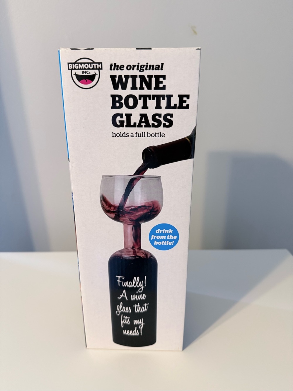 BigMouth Wine Bottle Glass - Black Bottle with Red Wine